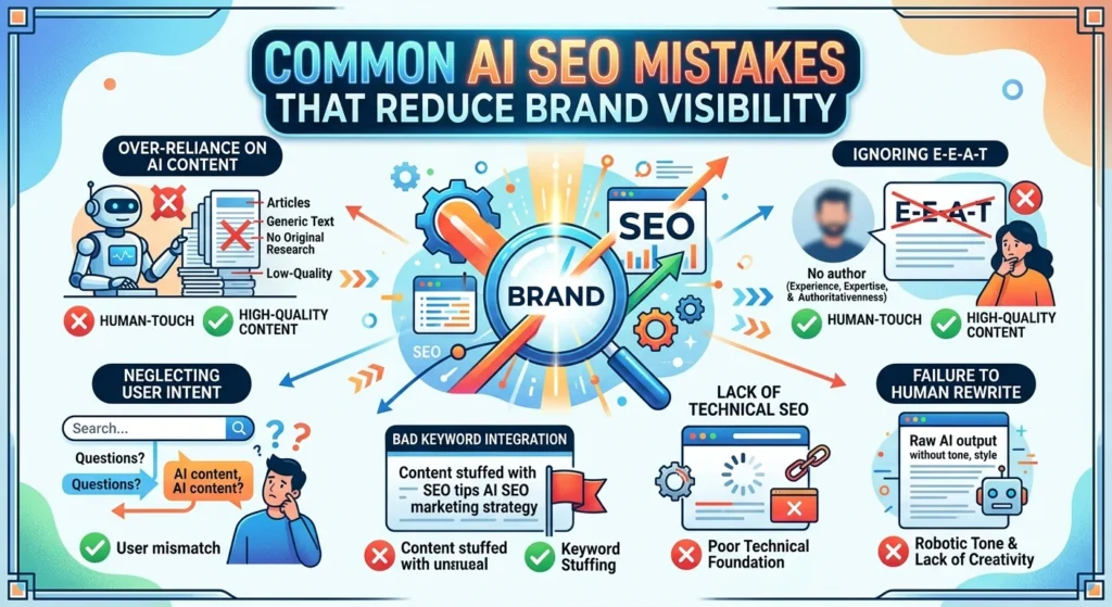 Common AI SEO Mistakes That Reduce Brand Visibility