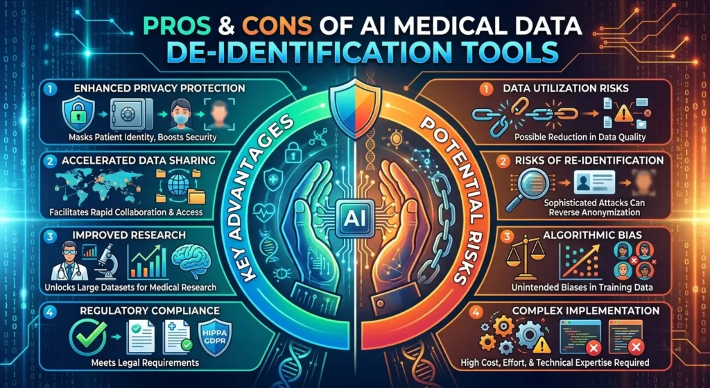 Pros and Cons of AI Medical Data De-Identification Tools