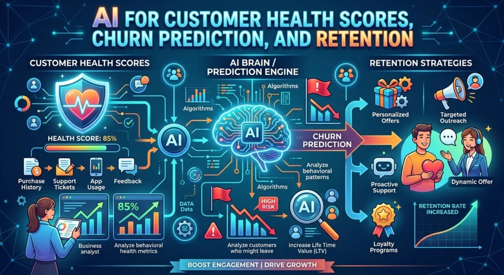 AI for Customer Health Scores, Churn Prediction, and Retention